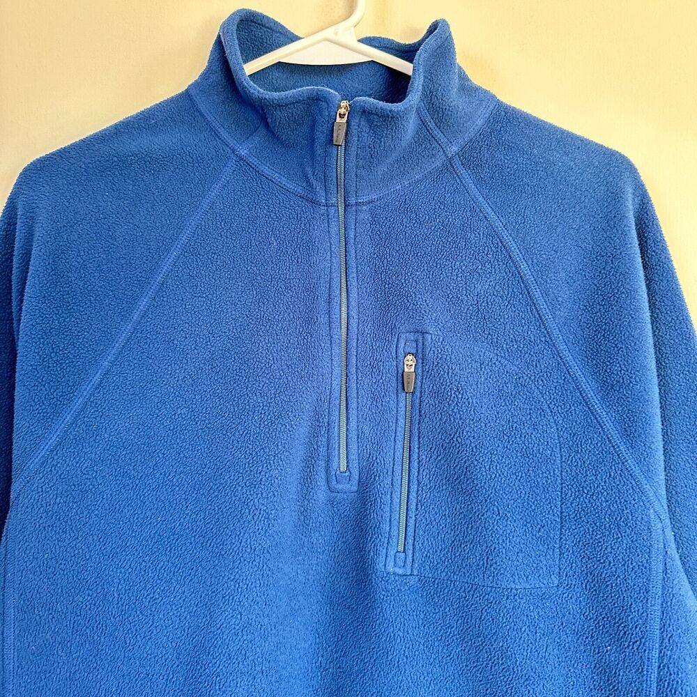 LL Bean Men’s Large 1/4 Zip Pullover Polar Fleece Jacket Sweater #271474 Blue - Picture 2 of 9